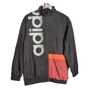 Adidas Colorblock Windbreaker Full Zip Lightweight Jacket Black Size M